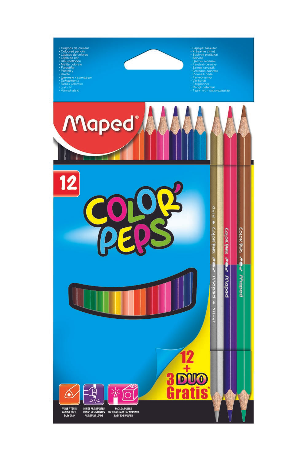 Encontraproduto.com.br - Lápis De Cor Colorpeps Caixa Com 12 Cores + 3 Lápis Duo Maped