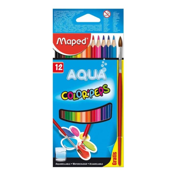 Lápis de Cor Maped Triangular Aquarela Color Peps 12 Cores