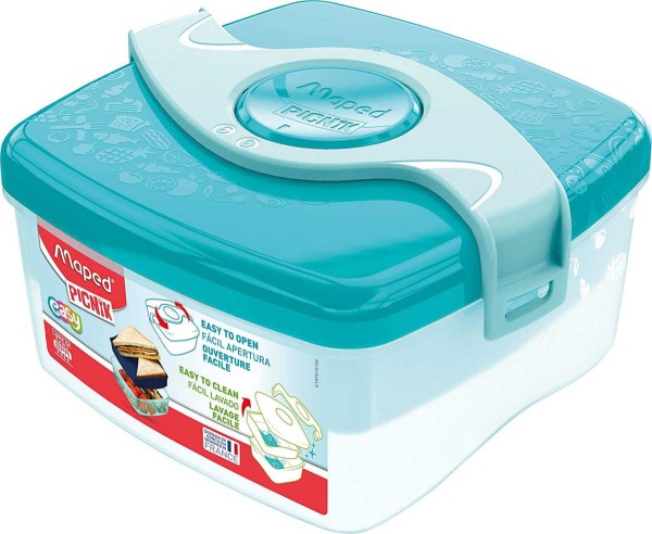 Encontraproduto.com.br - Pote de Plástico Maped Picnik Origins 2 Compartimentos 1,4l Azul Claro