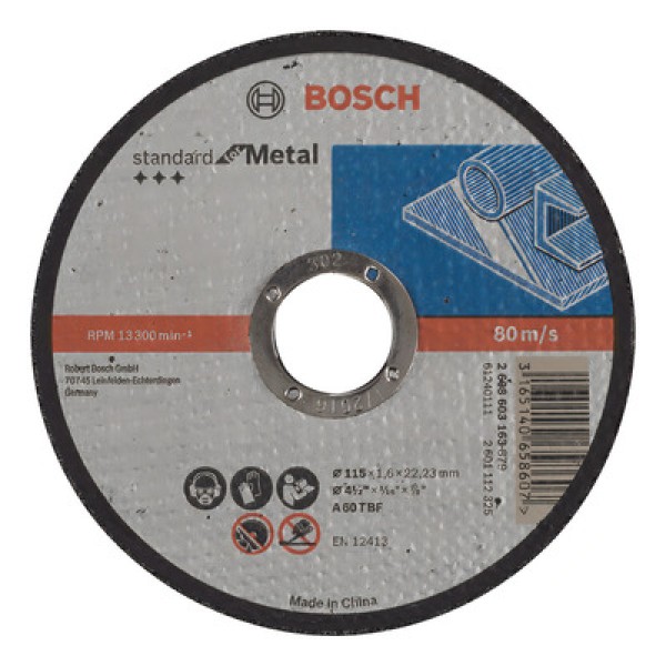 Disco De Corte Bosch Standard Para Metal 4 1/2 X 115mm Cor Cinza-escuro