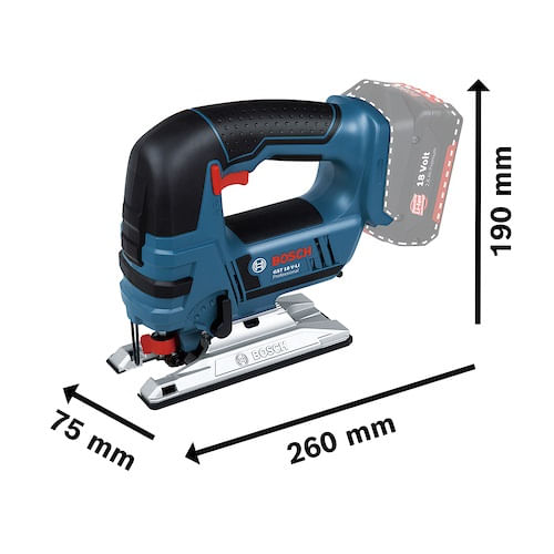 Encontraproduto.com.br - Serra Tico-Tico à Bateria Bosch GST 18V-Li 18V Sem Bateria + 3 Lâminas