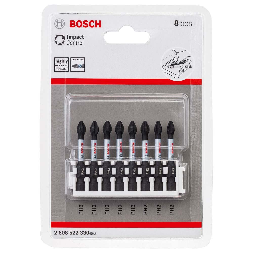 Encontraproduto.com.br - Ponta para parafusar Bosch Phillips PH2 50mm Impact Control com 8 peças