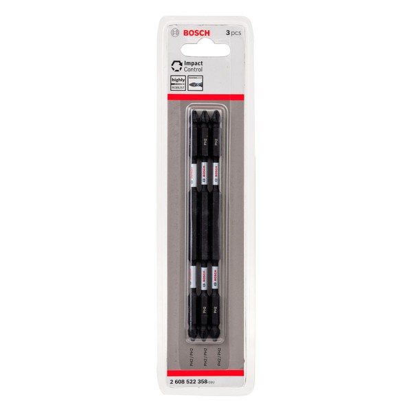 Jogo de Bits Impact Control Bosch Ponta Dupla 150mm PH2 3 peças