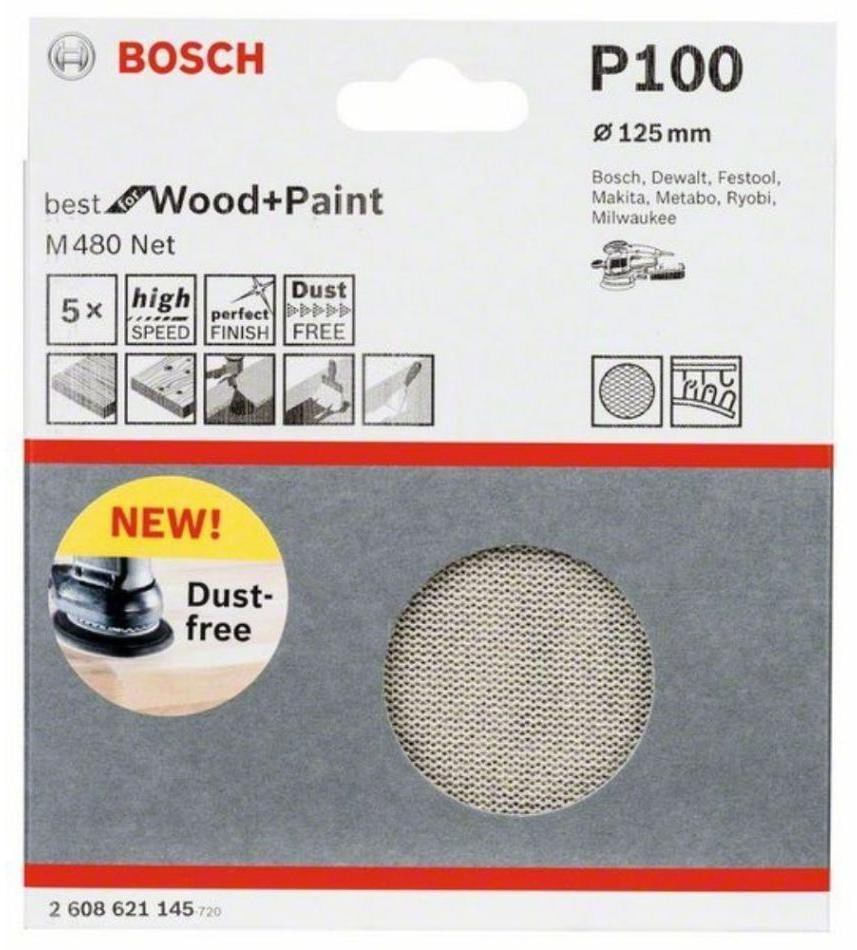 Encontraproduto.com.br - Disco de Lixa Grão 100 Bosch Net 125mm Bosch Pacote com 5 Unidades