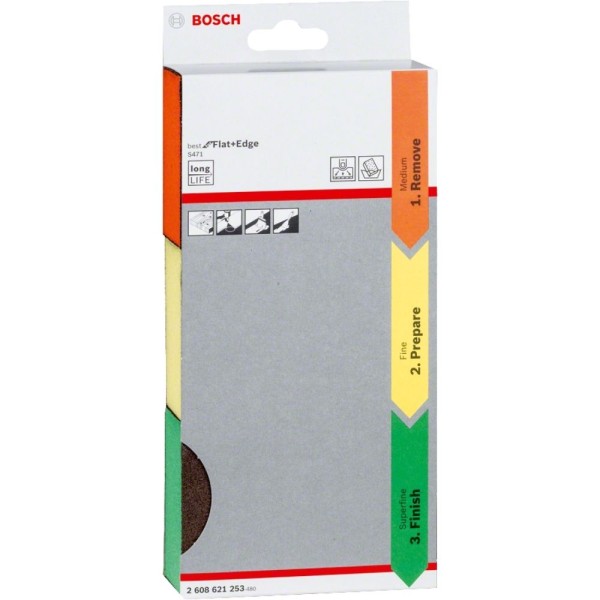 Encontraproduto.com.br - Kit de Espumas Abrasivas Bosch Best for Flat Edge 69x26x97mm M/F/Sf