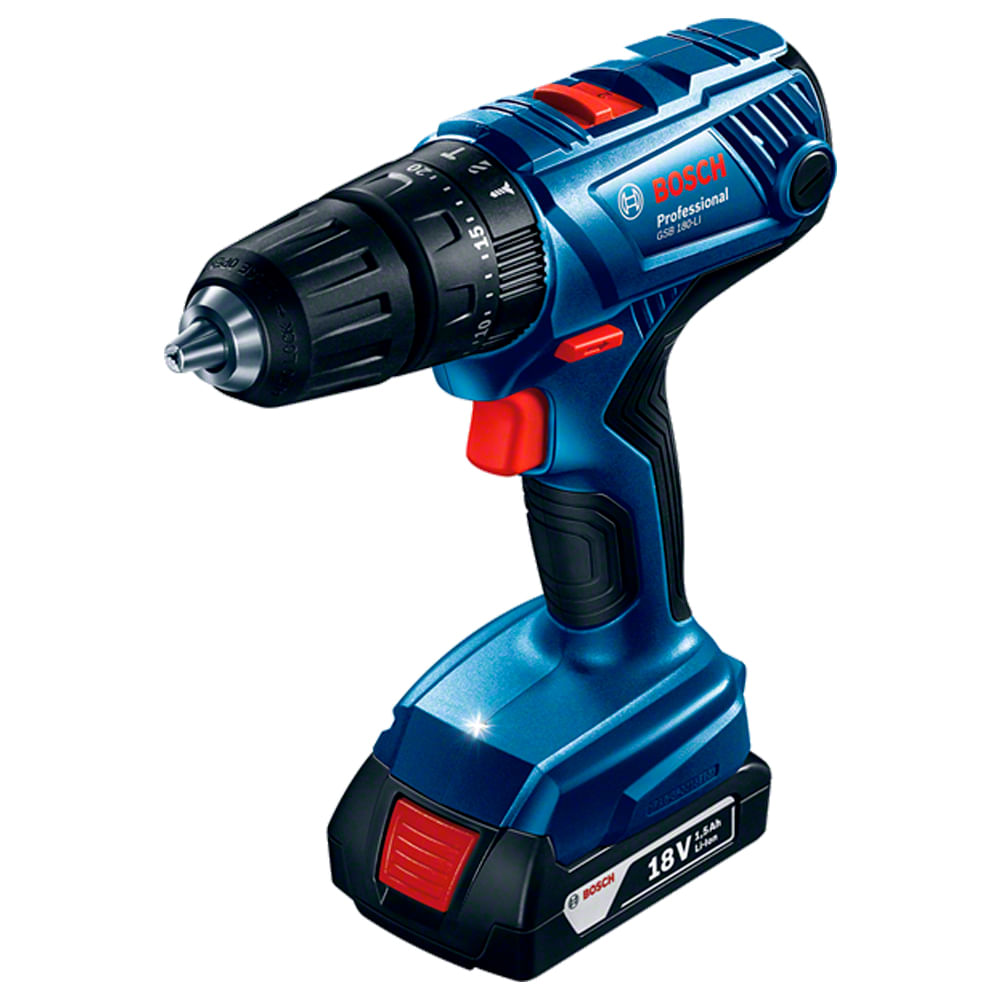Encontraproduto.com.br - Kit Furadeira Parafusadeira Bosch GSB180-LI + Chave De Impacto Bosch GDX180-LI
