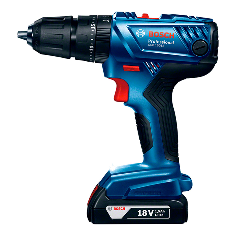 Encontraproduto.com.br - Kit Furadeira Parafusadeira Bosch GSB180-LI + Chave De Impacto Bosch GDX180-LI