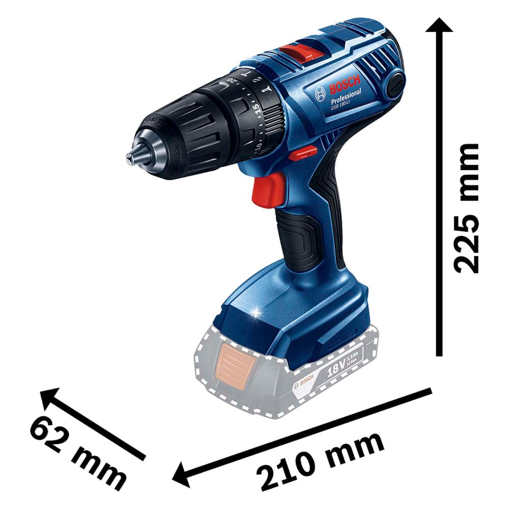Encontraproduto.com.br - Kit Furadeira Parafusadeira Bosch GSB180-LI + Chave De Impacto Bosch GDX180-LI