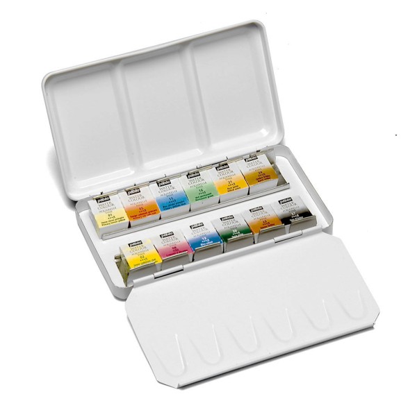 Encontraproduto.com.br - Aquarela em Pastilha Aquarelle Fine Estojo com 12 Cores Ref.300035 Pébéo