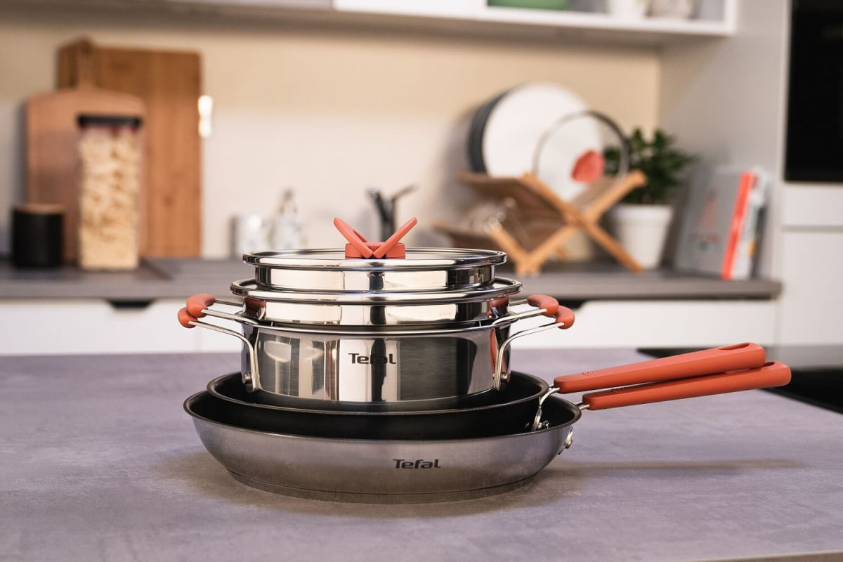 Encontraproduto.com.br - Jogo De Panelas 4 Peças Tefal Opti´space Inox Fundo Triplo
