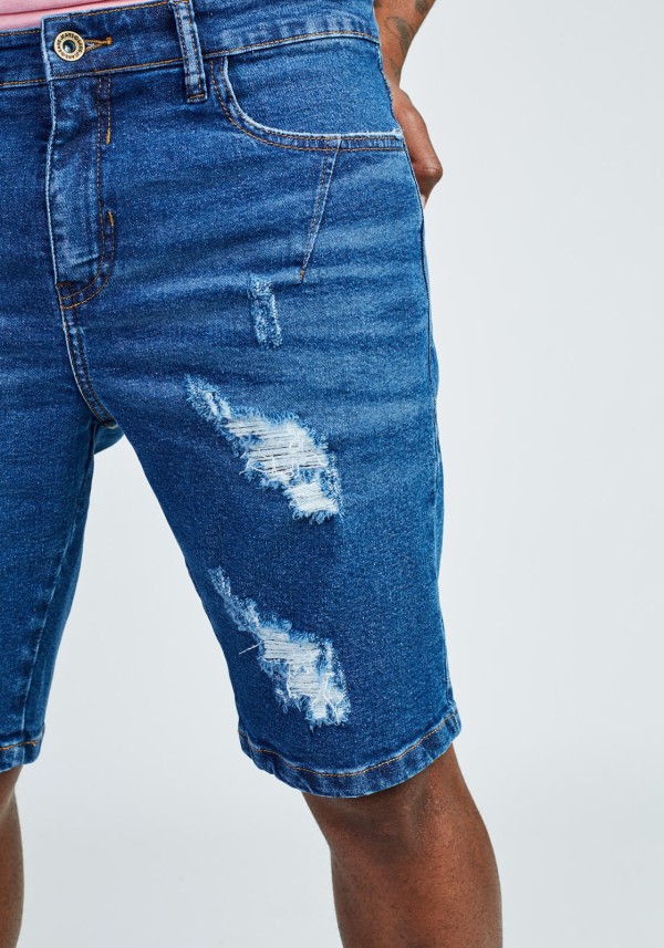 Encontraproduto.com.br - Bermuda jeans com rasgos