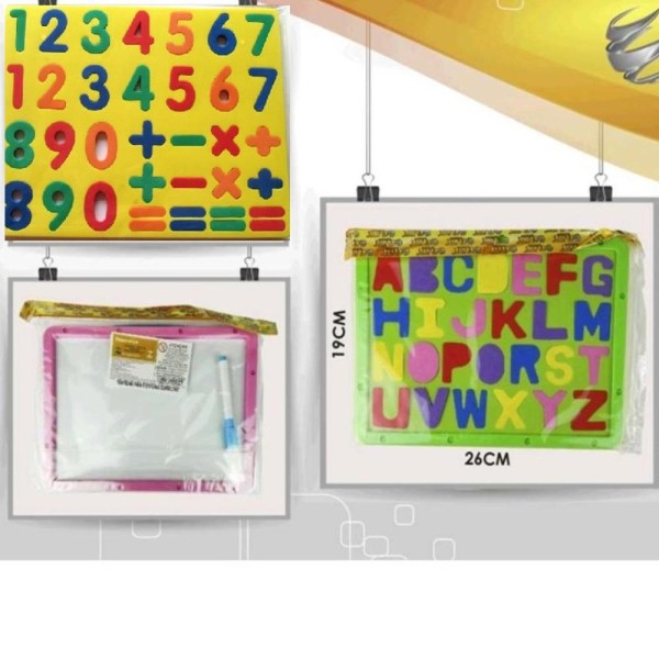 Encontraproduto.com.br - KIT LOUSA QUADRO BRANCO 5 UNIDADES INFANTIL MAGNETICO COM NUMEROS DIVERTIDOS E CANETA
