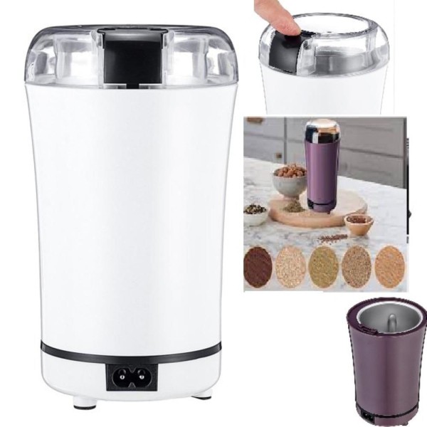 Encontraproduto.com.br - Moedor Cafe Eletrico Automatico Graos Pimenta Temperos Moinho De Mesa Potente Bivolt Cor Branco