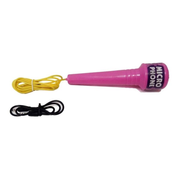 Encontraproduto.com.br - MICROFONE INFANTIL ROSA COM PEDESTAL CONECTA NO CELULAR SOM E LUZ DE LED KARAOKE ROCK GIRL