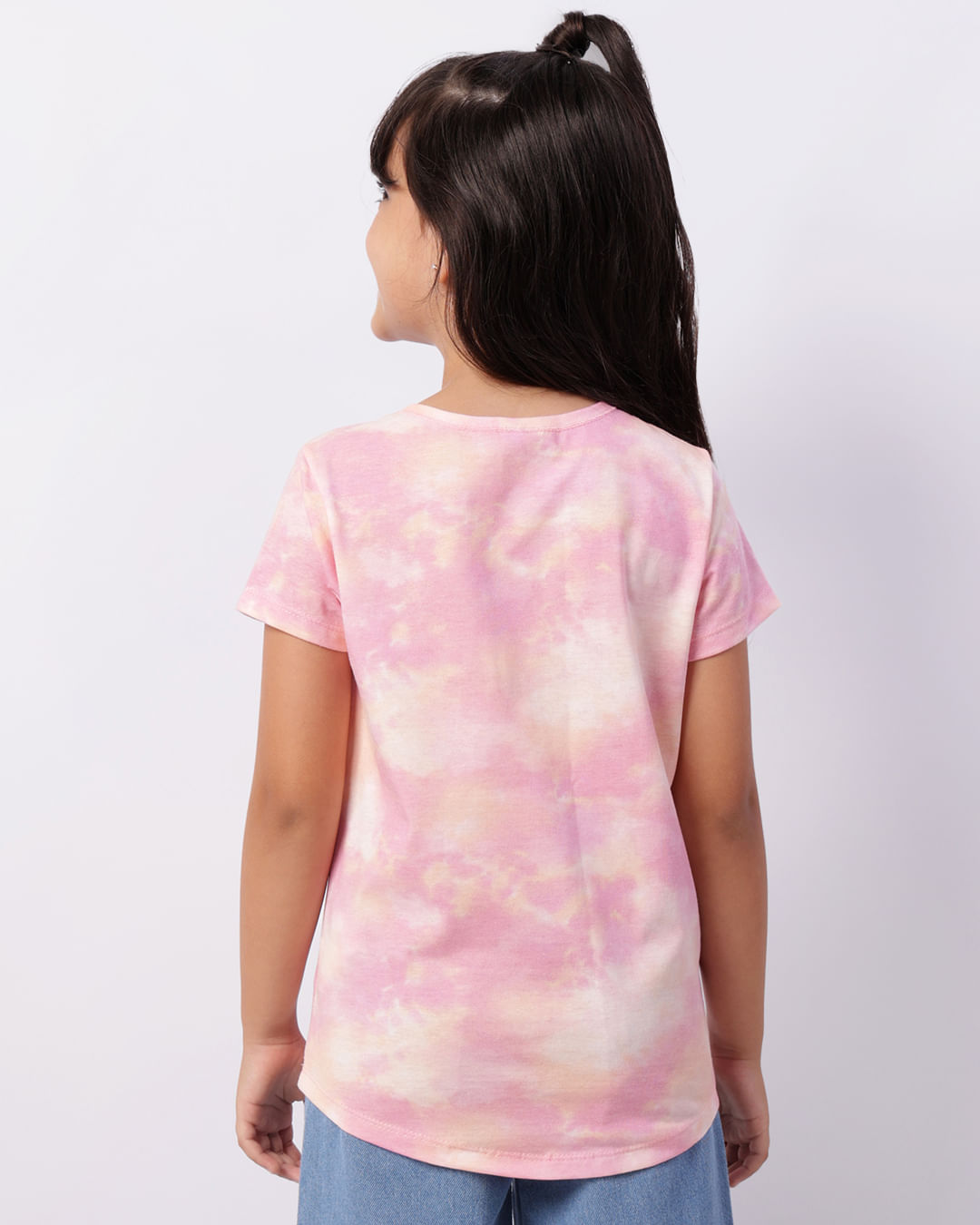 Encontraproduto.com.br - Blusa Infantil Manga Curta Mullet Tie Dye  Rosa