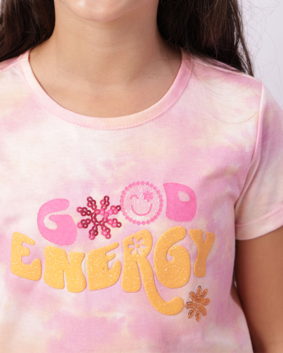 Encontraproduto.com.br - Blusa Infantil Manga Curta Mullet Tie Dye  Rosa