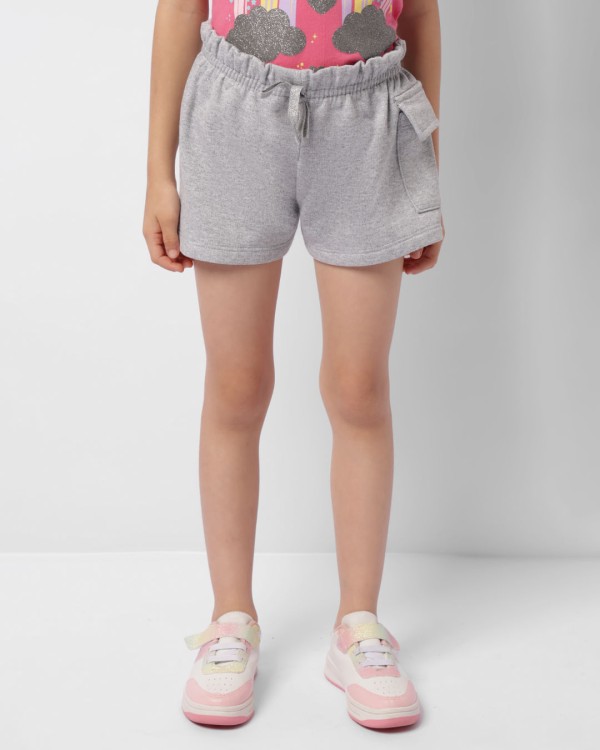 Encontraproduto.com.br - Short Moletom Infantil Curto Cargo Com Glitter Cinza