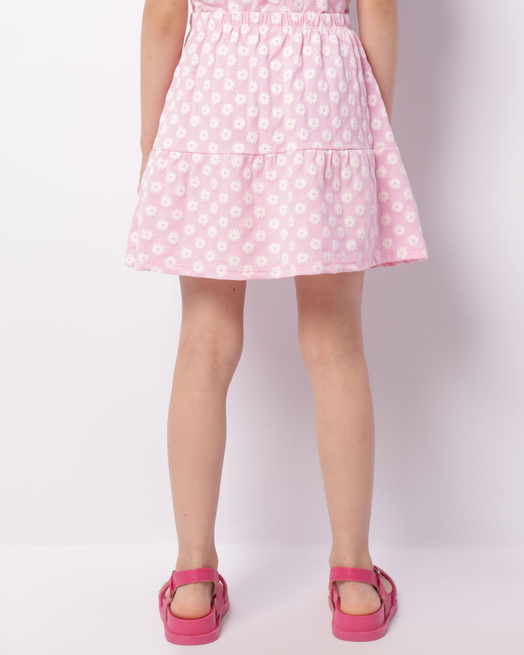 Encontraproduto.com.br - Saia Infantil Curta Estampa Flores Rosa
