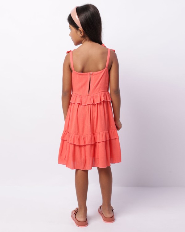 Encontraproduto.com.br - Vestido Infantil Midi Alcinha Lurex Com Babado Coral