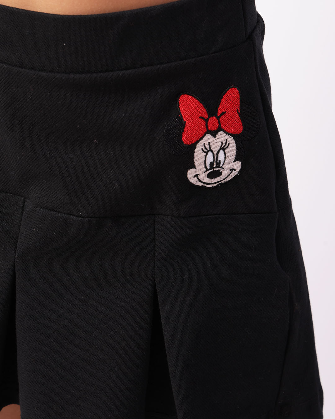 Encontraproduto.com.br - Saia Infantil moletinho Curta Disney Minnie Com Pregas Corrente Preta