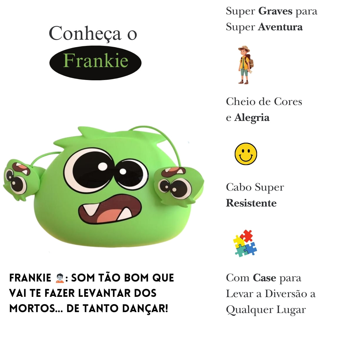 Encontraproduto.com.br - Fone De Ouvido Jellie Monster Super Bass Graves Cabo Reforçado In-ear Colorido Microfone Com Case
