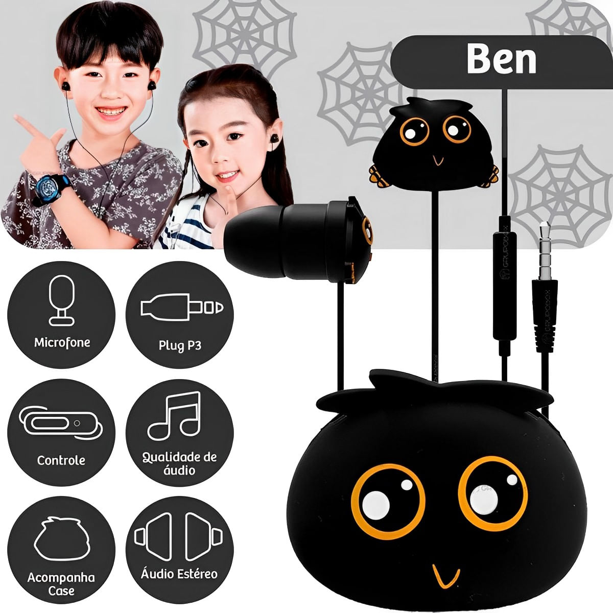 Encontraproduto.com.br - Fone De Ouvido Jellie Monster Super Bass Graves Cabo Reforçado In-ear Colorido Microfone Com Case