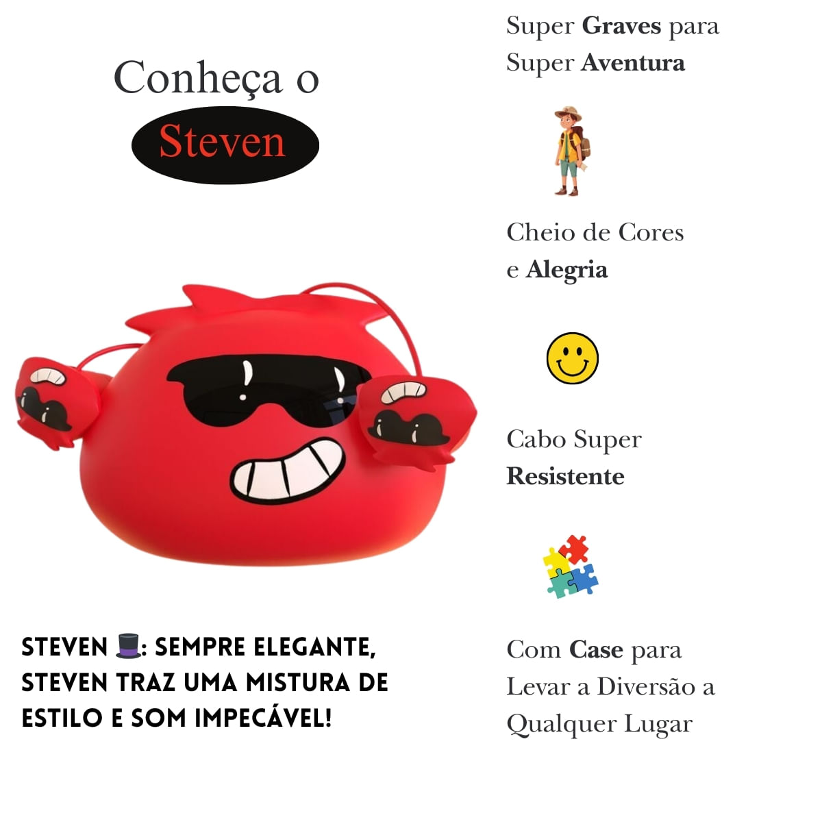 Encontraproduto.com.br - Fone De Ouvido Jellie Monster Super Bass Graves Cabo Reforçado In-ear Colorido Microfone Com Case