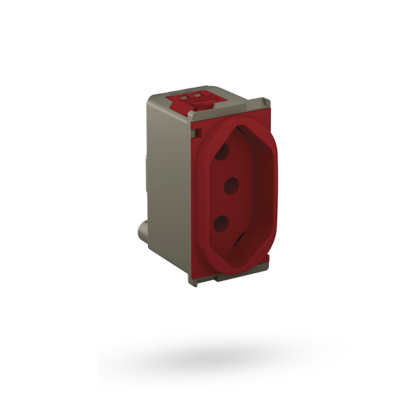 Módulo Tomada 2p+T 10a 250v Pb Vermelho Borne Automático Nereya