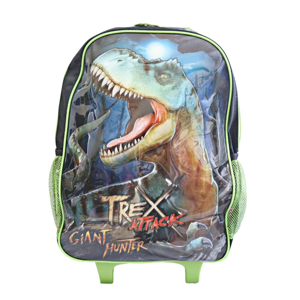 Encontraproduto.com.br - Mochila com Rodinha Tema Dinossauro T-Rex Alça Retrátil