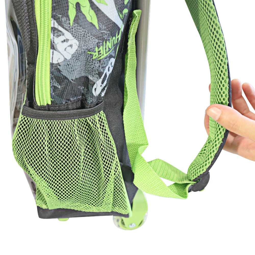 Encontraproduto.com.br - Mochila com Rodinha Tema Dinossauro T-Rex Alça Retrátil