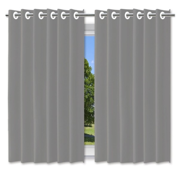 Encontraproduto.com.br - Cortina Blackout Cinza 280x280cm PVC Corta Luz c/ Ilhós