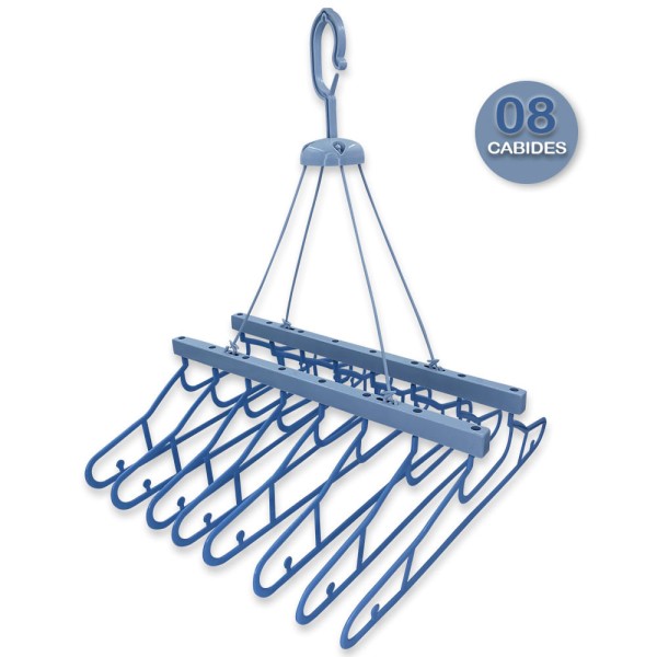 Encontraproduto.com.br - Varal para Pendurar Camisetas e Camisas Multiuso 08 Cabides