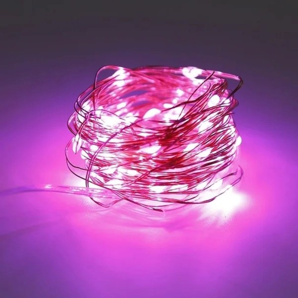 Encontraproduto.com.br - Kit 10 Fio De Fada Led Decoração Cordão Luz 10 Metros Rosa