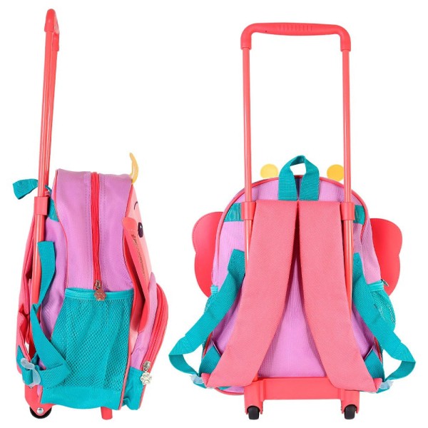 Encontraproduto.com.br - Mochila Infantil Borboletinha Rosa com Alça e com Rodinhas