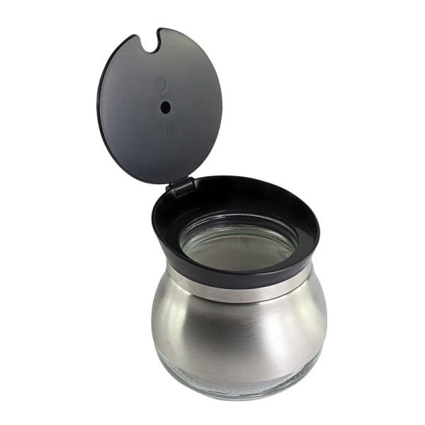 Encontraproduto.com.br - Açucareiro de Aço Inox Premium com Colher e Fundo de Vidro