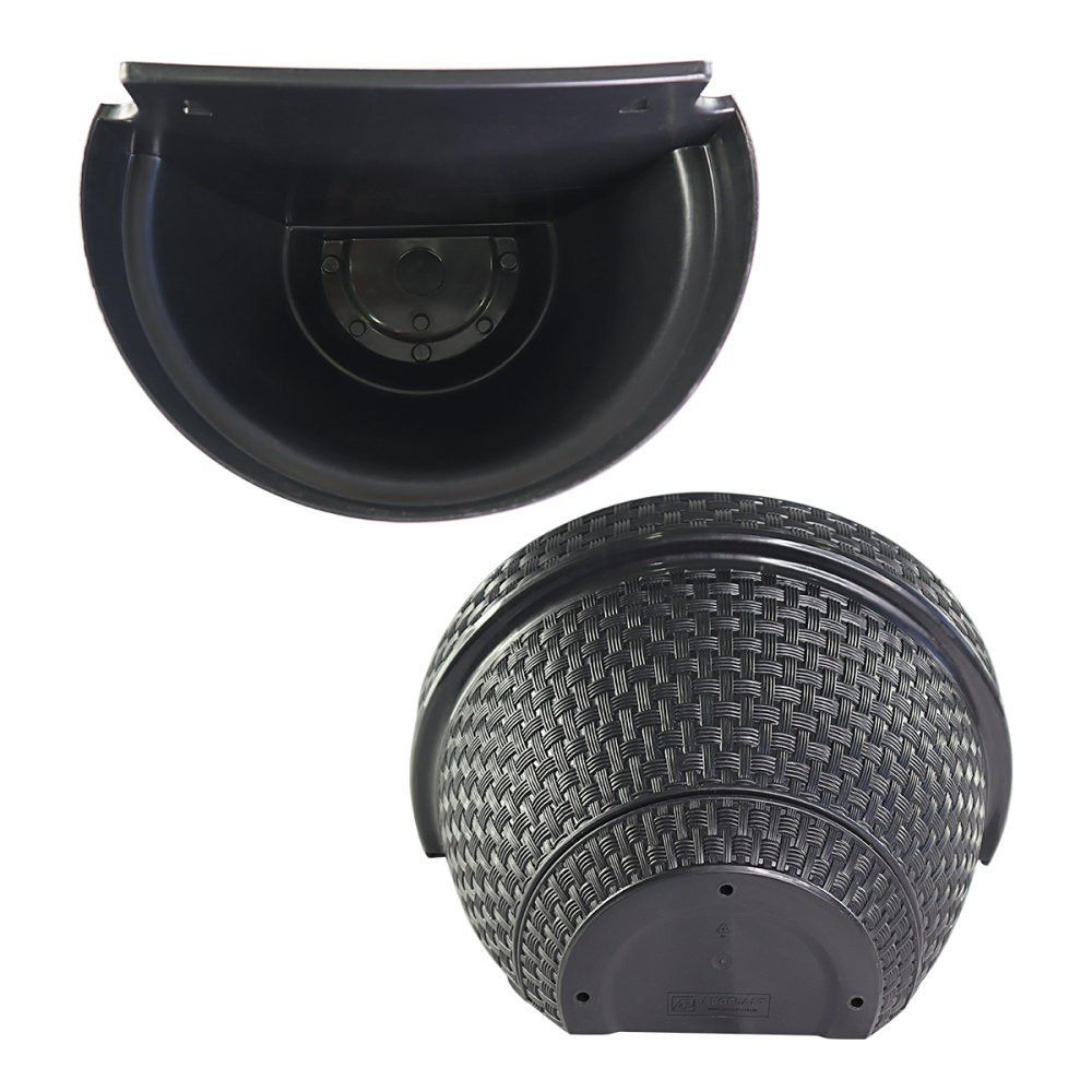 Encontraproduto.com.br - Vaso De Parede Preto Meia Lua Rattan Para 3 Litros De Plantas Anti Dengue E Flores Na Sua Jardinagem