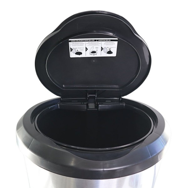 Encontraproduto.com.br - Lixeira Prata 20 Litros Pedal com Mecanismo de Fechamento Suave e Alta Qualidade para sua Casa ou Escritório