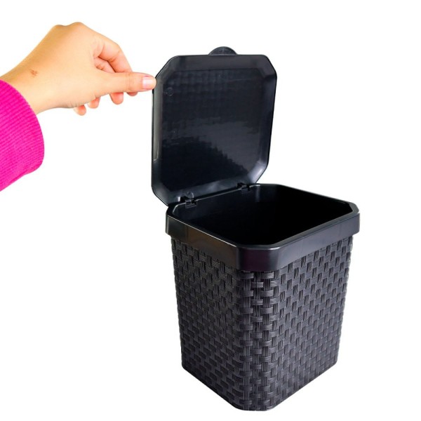 Encontraproduto.com.br - Lixeira de Pia Preto Organize sua Cozinha com o Cesto de Rattan com Tampa de 05 Litros funcional e sofisticado