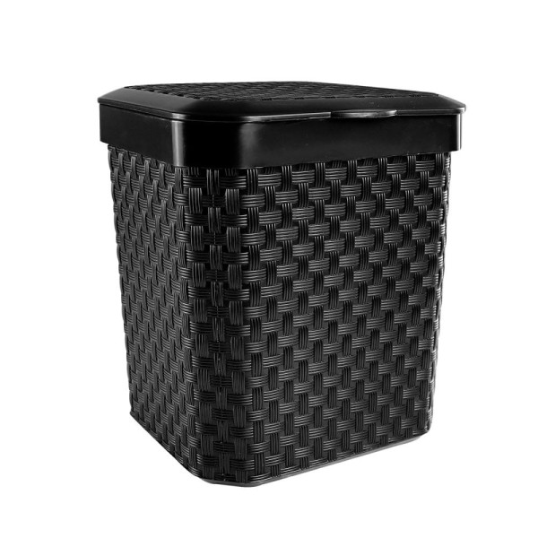 Encontraproduto.com.br - Lixeira de Pia Preto Organize sua Cozinha com o Cesto de Rattan com Tampa de 05 Litros funcional e sofisticado