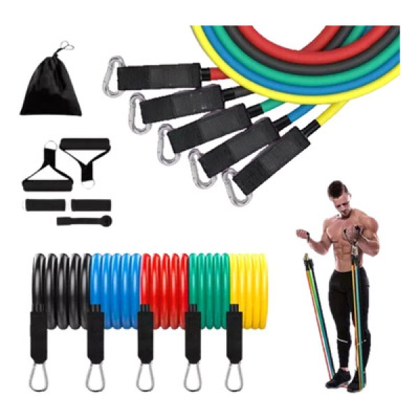 Encontraproduto.com.br - Kit 11 Faixas Elásticas Novidade em Ginástica Multifuncional para Extensores Musculação e Alongamento