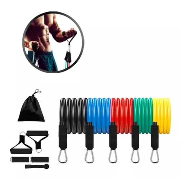 Encontraproduto.com.br - Kit 11 Faixas Elásticas Novidade em Ginástica Multifuncional para Extensores Musculação e Alongamento