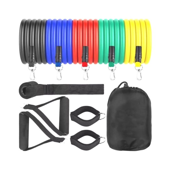 Encontraproduto.com.br - Kit 11 Faixas Elásticas Novidade em Ginástica Multifuncional para Extensores Musculação e Alongamento