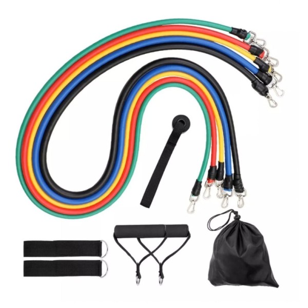 Encontraproduto.com.br - Kit 11 Faixas Elásticas Novidade em Ginástica Multifuncional para Extensores Musculação e Alongamento