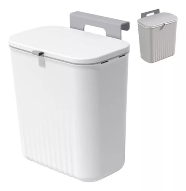 Encontraproduto.com.br - Lixeira Suspensa Inovação com Tampa Capacidade para 09 Litros para Cozinha Instalação em Portas e Gavetas Sem Furos