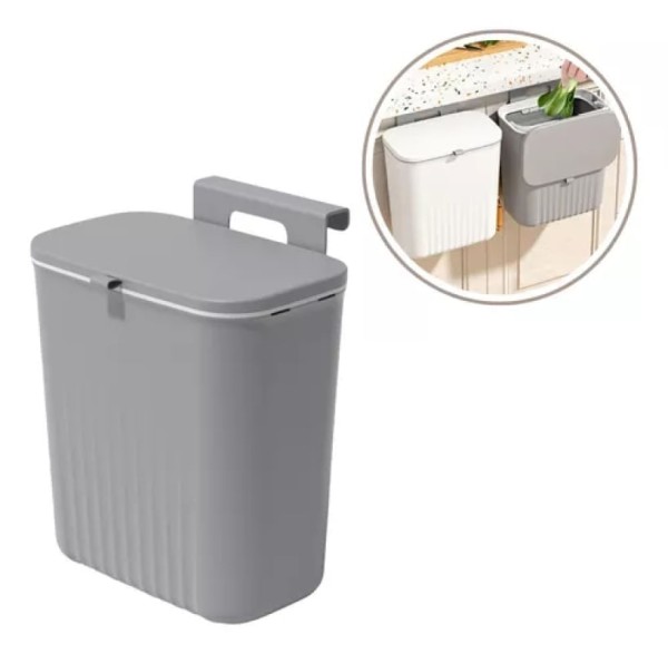 Encontraproduto.com.br - Lixeira Suspensa Inovação com Tampa Capacidade para 09 Litros para Cozinha Instalação em Portas e Gavetas Sem Furos