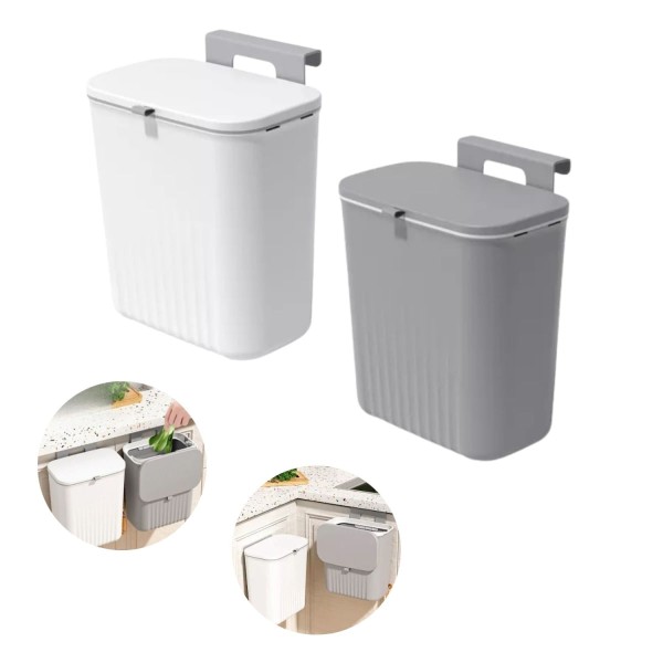 Encontraproduto.com.br - Lixeira Suspensa Inovação com Tampa Capacidade para 09 Litros para Cozinha Instalação em Portas e Gavetas Sem Furos
