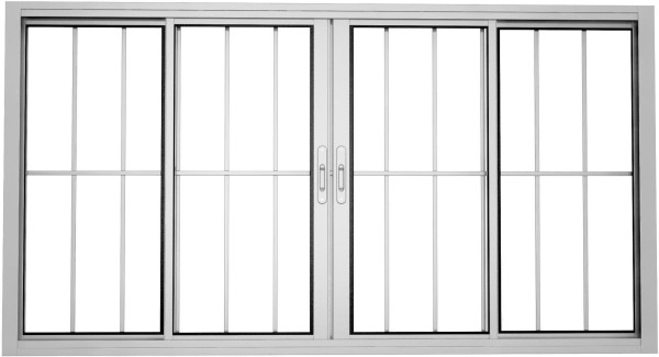 Vitrô de Alumínio Brasil 10024 150x100x8cm Branco 4 Folhas com Grade
