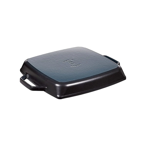 Encontraproduto.com.br - Grelha quadrada com alça em ferro fundido Staub 23cm preta