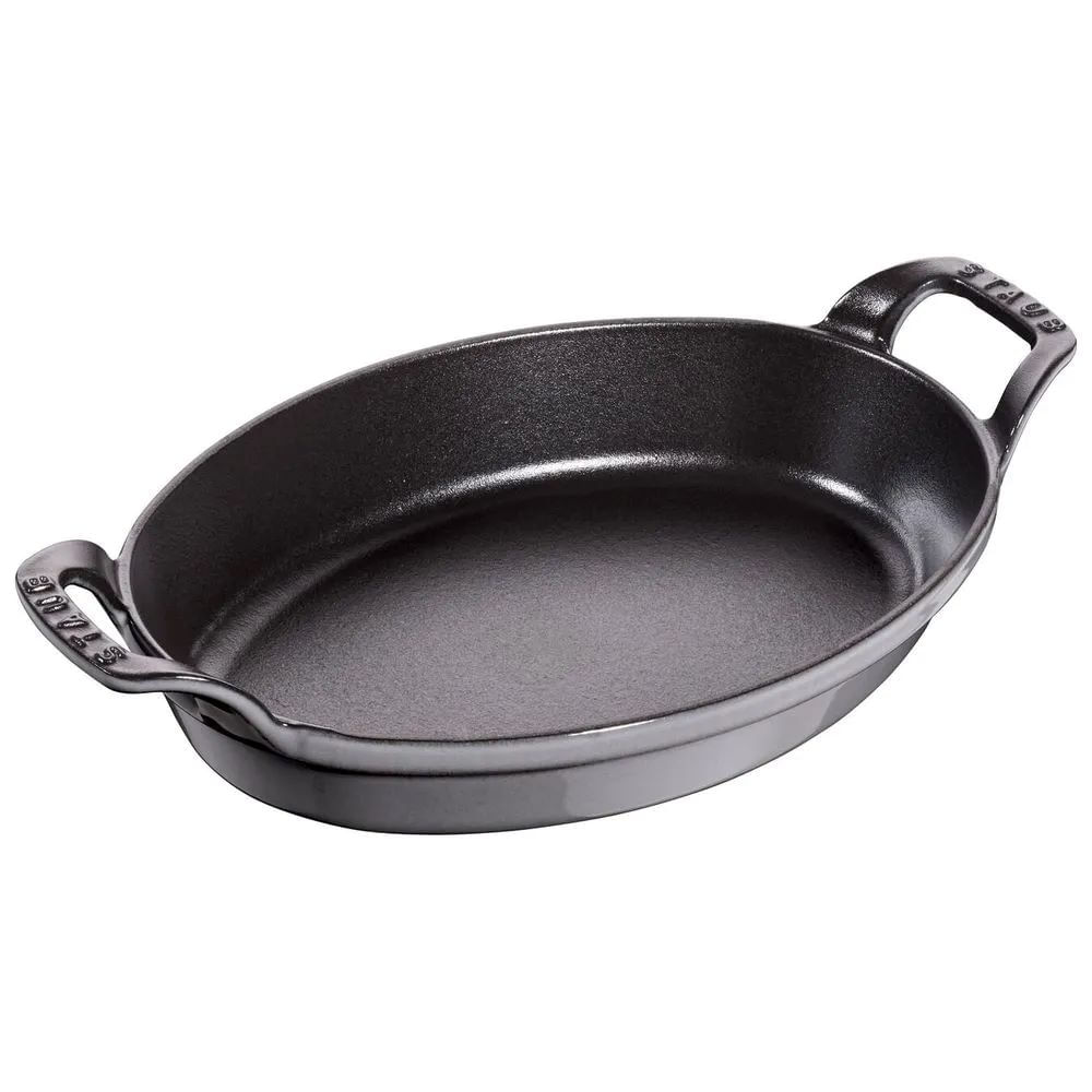 TRAVESSA STAUB OVAL EM FERRO FUNDIDO CINZA GRAFITE 24CM 405095620