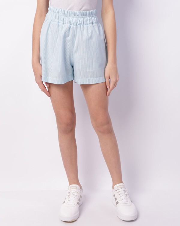 Encontraproduto.com.br - Short Juvenil Curto Listrado Azul